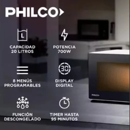 MICROONDAS PHILCO MPHDW20UAN 20LTS DIGIT - Imagen 7